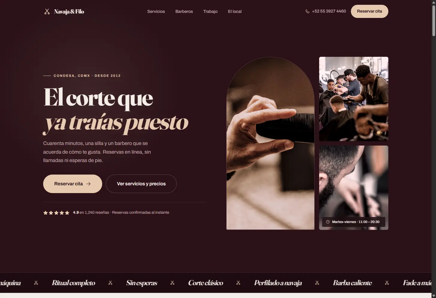 Captura del sitio de Barbería