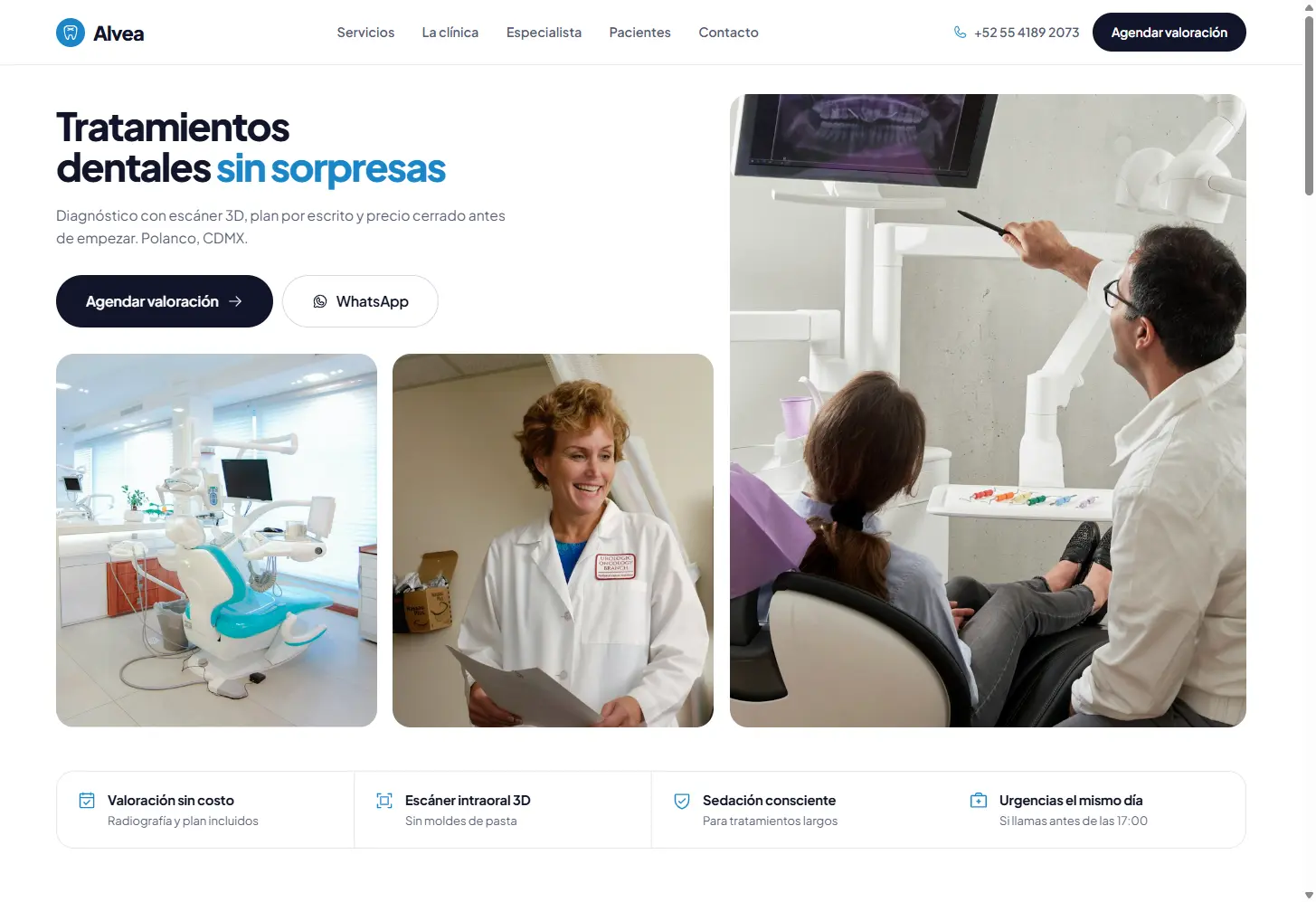 Captura del sitio de Clínica dental
