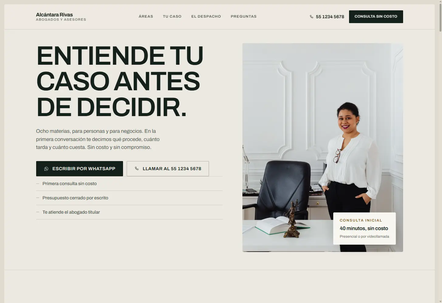 Captura del sitio de Despacho de abogados