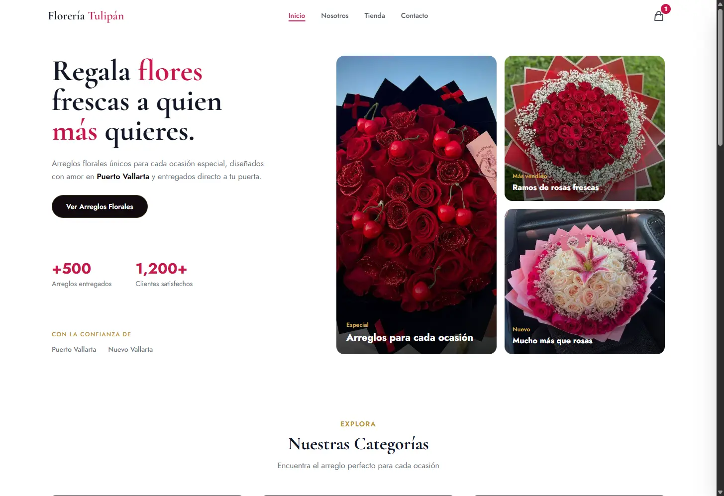 Captura del sitio de Florería Tulipán